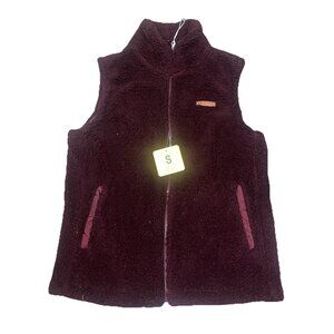 Sage Collective Women's Sherpa Fleece Vest, Burgundy, Small